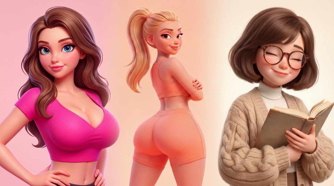 $TYPE — three characters representing Boobs, Ass and Personality